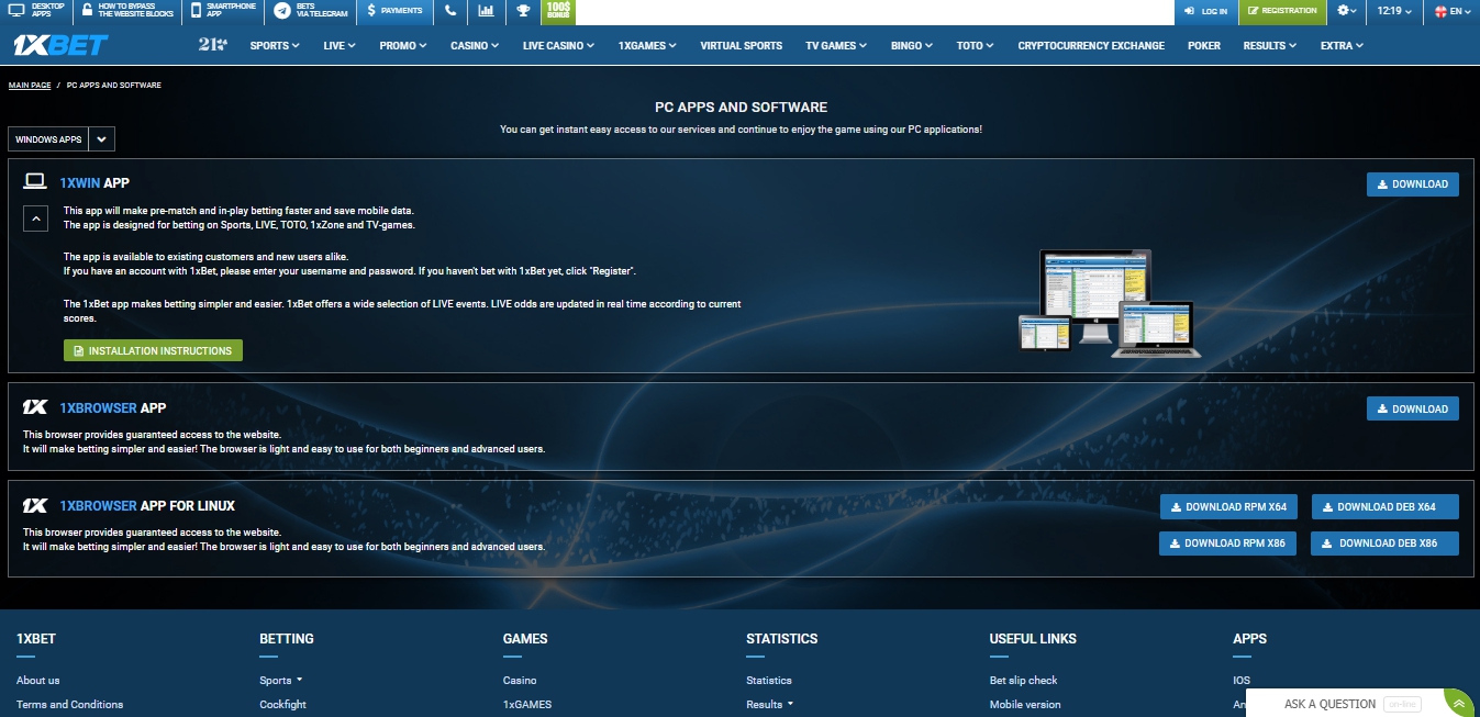 1xBet for Windows