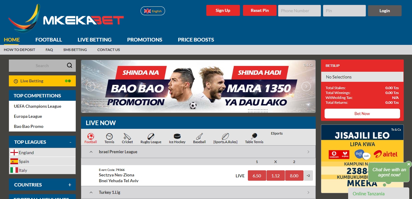 Mkekabet bookmaker's website